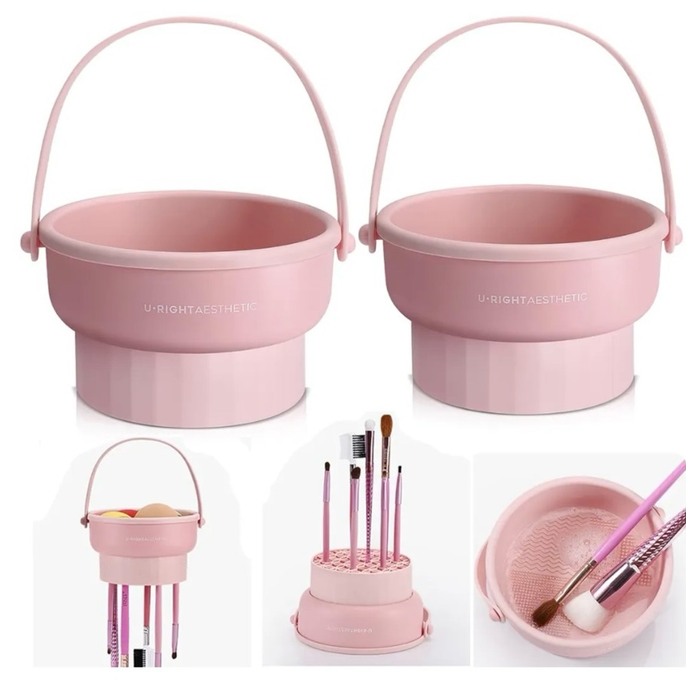 Makeup Brush 3-in-1 Tool (Cleaner, Dryer, Storage) 2 Units plus Brush set
